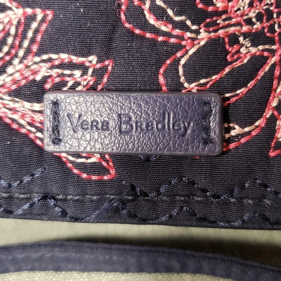 Vera Bradley Navy and Red Embroidered Floral Wallet Crossbody Bag - Picture 2 of 12